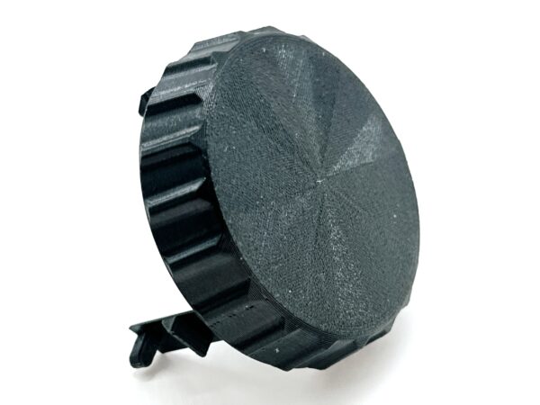 Black replacement speed control knob for Hella Marine Turbo fan, front view